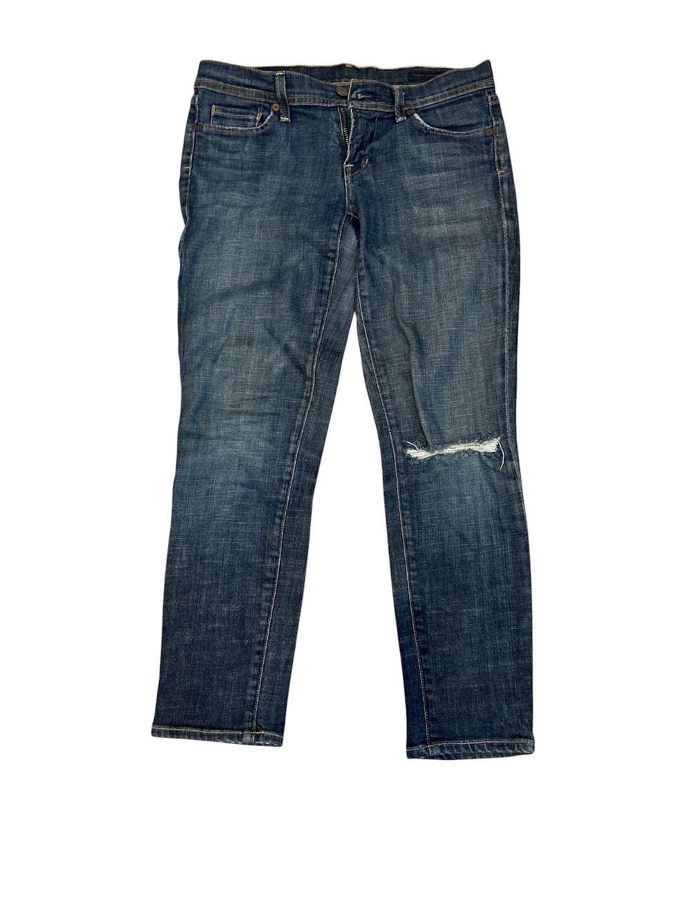 Citizens Of Humanity Dark Blue Straight-Leg Jeans with Knee Rip y2k